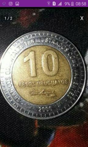 Raridade.Moeda de 10 pesos Uruguaio José Artigas