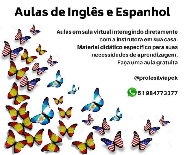 Aulas on line de espanhol e inglês