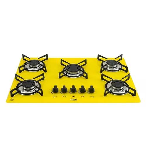 Fogão Cooktop 5 Queimadores Amarelo - Cert Pelo Inmetro