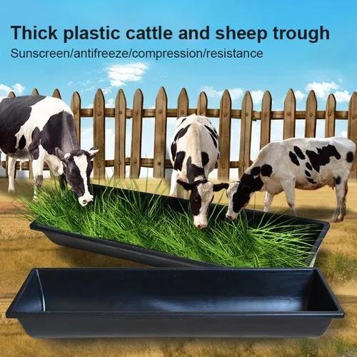 Plástico Cabra Vaca Engrossar Calha De Alimentação Preto