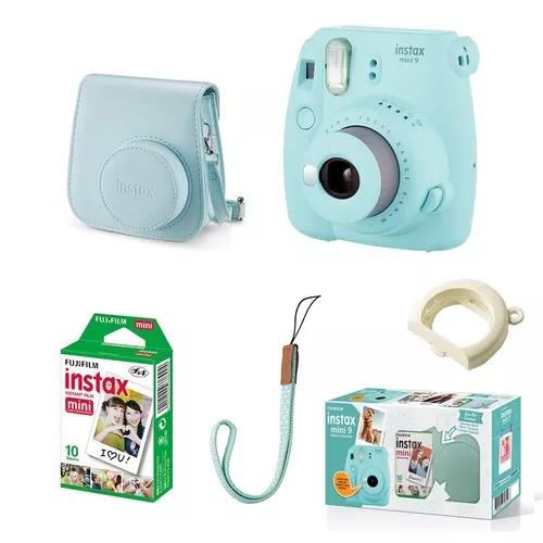 Kit Câmera Fujifilm Instax Mini 9 Azul Aqua + Bolsa + Filme