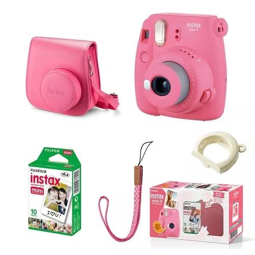 Kit Câmera Fujifilm Instax Mini 9 Rosa + Bolsa + Filme