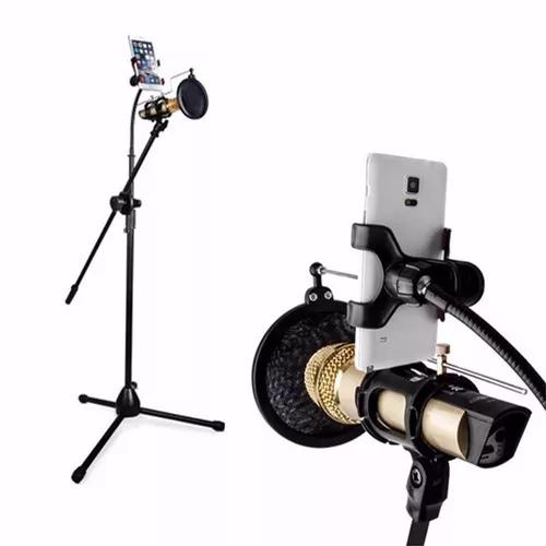 Pedestal Suporte Microfone+pop Filter+shockmount+sup Celular