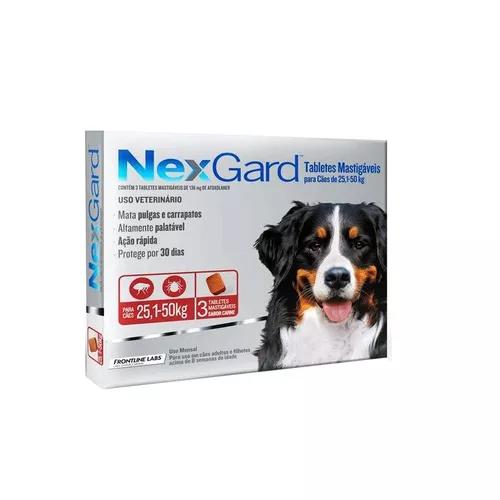 Antipulgas Nexgard 25 A 50 Kg Caes G G - Combo 3 Tabletes
