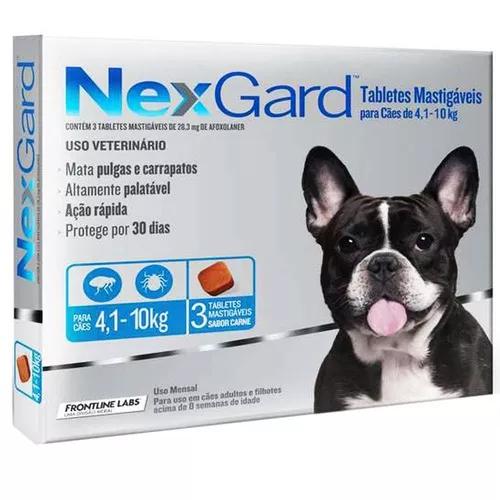Antipulgas Nexgard 4 A 10 Kg Caes Medio - Combo 3 Tabletes