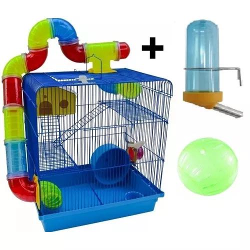 Bebedouro Para Hamster Brinde Gaiola Com Tubos E Globo