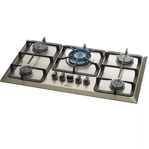 Fogao Cooktop Fischer 5 Bocas Tripla Chama A Gás Mesa Inox