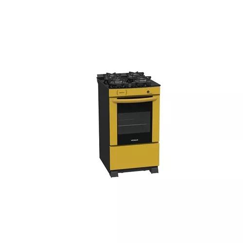 Fogão A Gás Delplus Vítreo 4q Amarelo Com Forno Venax