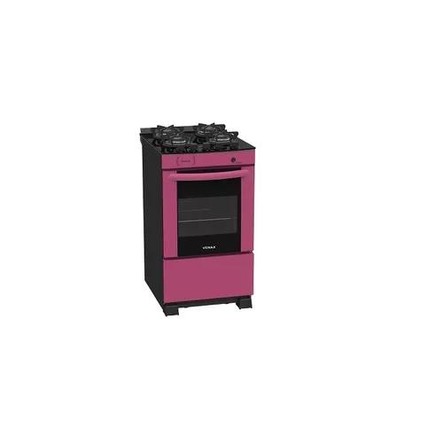 Fogão A Gás Delplus Vítreo 4q Pink Rosa C/ Forno Venax