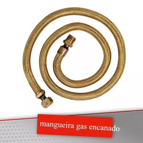 Kit Mangueira Flexivel De Cobre De 1m Fogao Gas Encanado