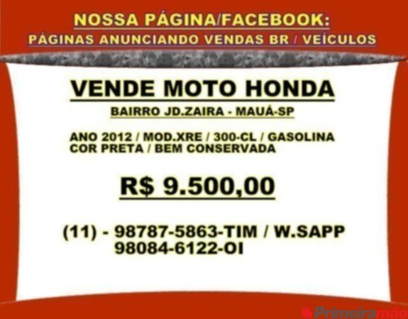 VENDE MOTO HONDA / ANO  - MAUÁ-SP
