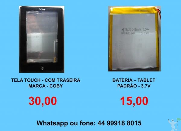 Tela Touch e Bateria de Tablet