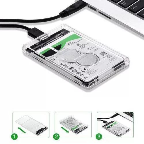 Case Hd Externo 3.0 Notebook Ssd Usb Sata 2.5 Transparente