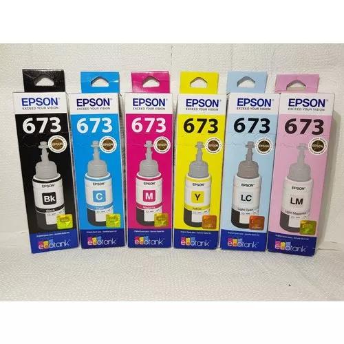 Kit 6 Tintas Epson Original T673 L800/l805/l810/l1800