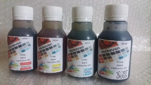 Tintas: kit - 4 x 100ml - para cartucho hp