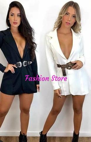 Maxi casaco estilo blazer corte a laser em Neoprene p ao gg