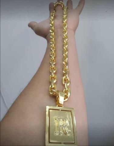 Cordão cadeado banhado a ouro c garantia 18k 70cm 10mm