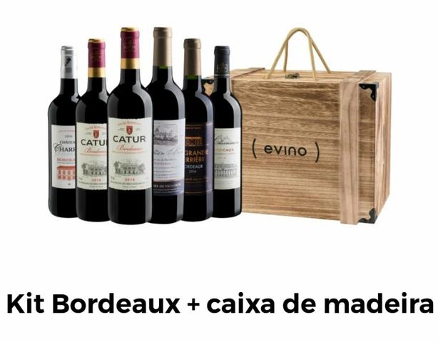 Kit Bordeaux + caixa de madeira