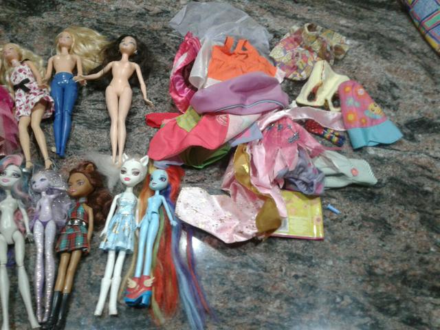 Lote bonecas barbie monster high, angelica, ken, justin