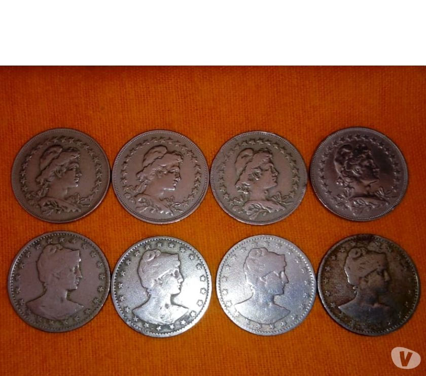 Lote de 8 Moedas de 400 Réis dos anos  e  em cu-ni.