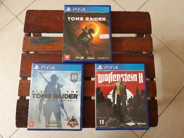 Jogos PS4 para troca (Wolfenstein 2, Rise of the Tomb Raider