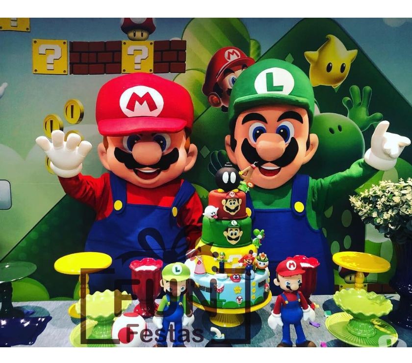 Personagens Mario Bros na sua festa em belo horizonte