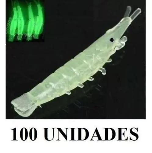 100 Iscas Artificiais Camarão Fluorescente Kit