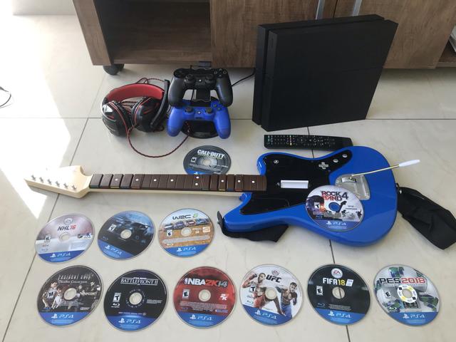 PlayStation gb duas manetes, guitarra, 11 jogos e fone