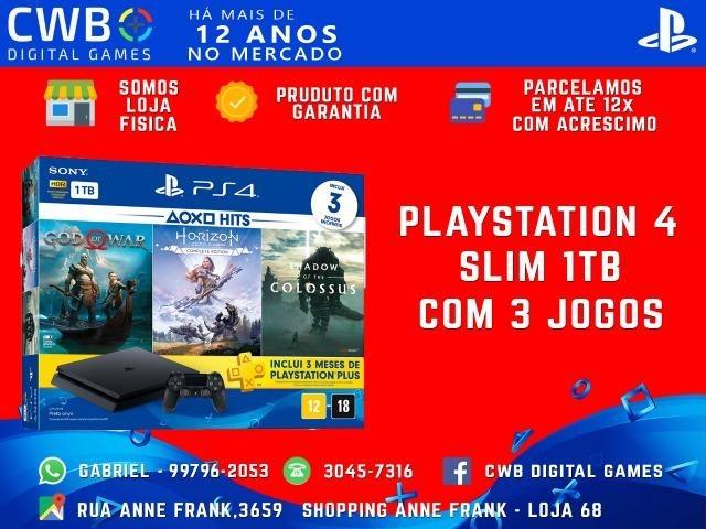Playstation 4 C/ Tres jogos,1 tera byte,Novo Lacrado,Loja