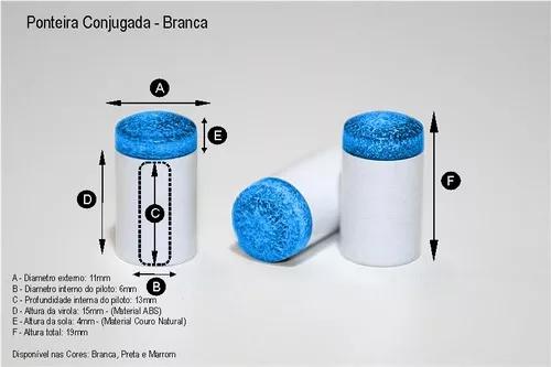 Ponta Conjugada Com Sola Azul P/sinuca 3 Pçs / Por R$ 25,00