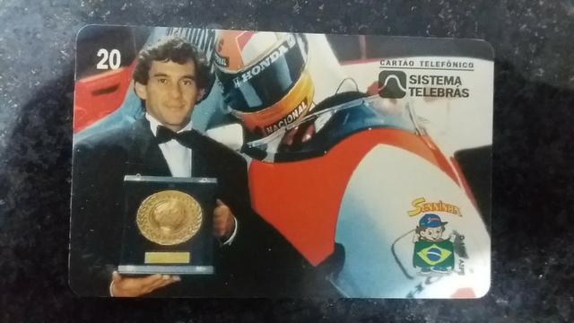 Cartão Telefônico Ayrton Senna "  - Com o Troféu de