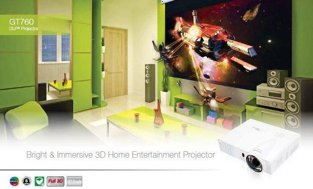 Projetor Full HD 3D Optoma GT760+ Suporte de teto, joystick