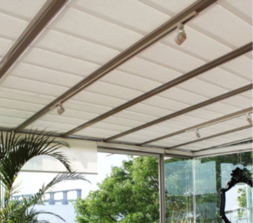 Cortina para teto e cobertura de vidro