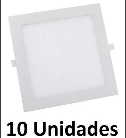Kit 10 PLAFON LED 12W Embutir Quadrado Slim