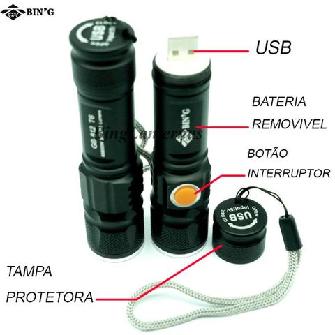 Lanterna de Led Recarregavel Usb