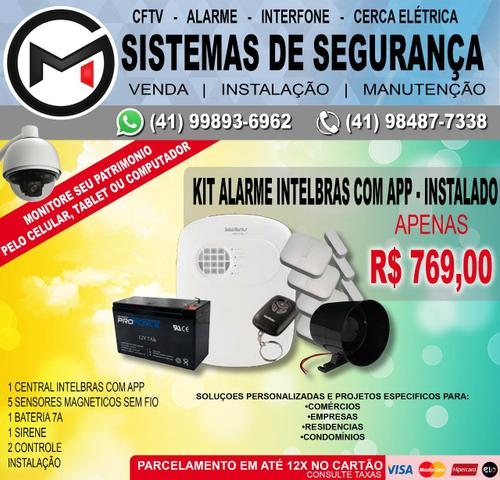 Kit Alarme Intelbras com Aplicativo + 5 sensores +