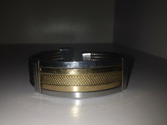 Vendo Bracelete Aço naval plaqueta Ouro 18 k