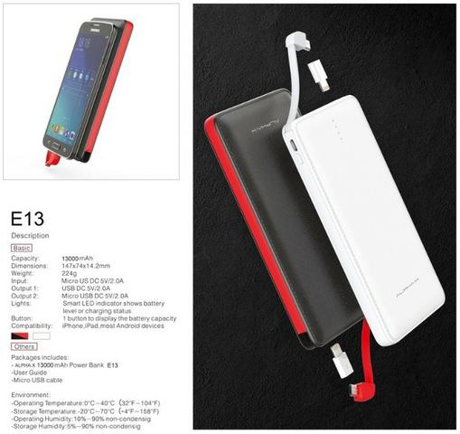 Carregador Portátil Celular Power Bank Alpha-x Emah