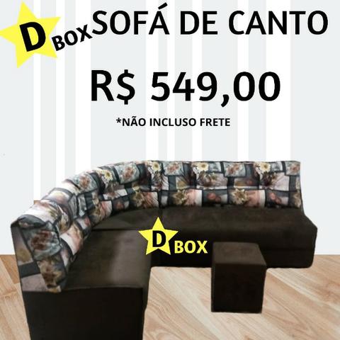 Sofá canto 6 lugares estampado encosto