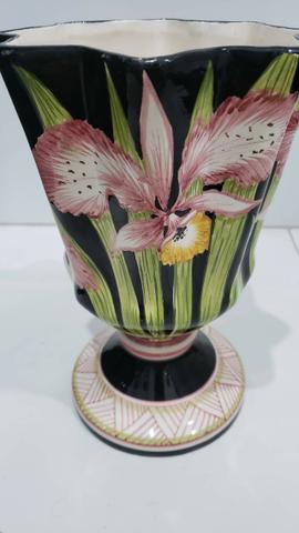 Lindo Vaso De Fina Porcelana Pintado A Mão De Orquídeas