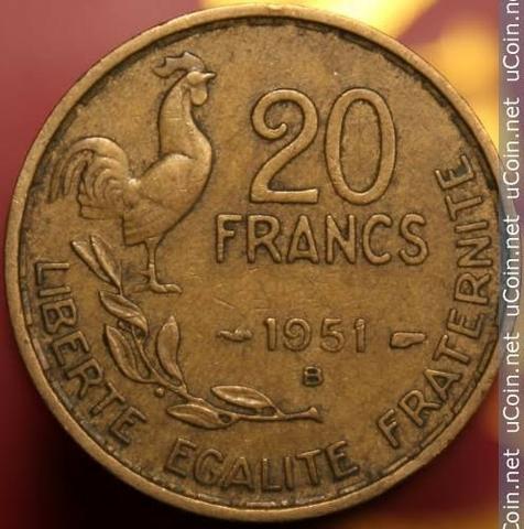 Lote 2 moedas França  e 20 Francs