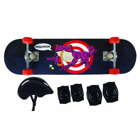 Skate Infantil + Kit Proteção Preto Mor (Novo na