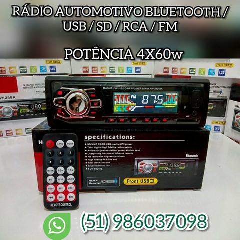 Rádio automotivo bluetooth/usb/sd/aux /fm potência 4x60w