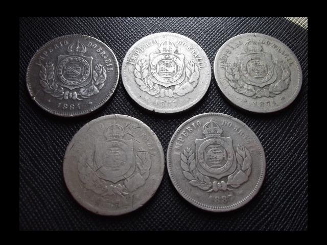 5 moedas de 200 reis império do Brasil