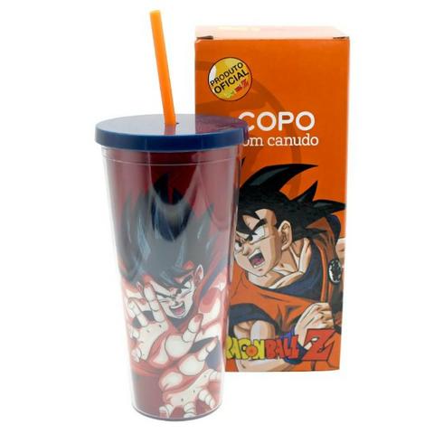 Copo Canudo Com Textura Goku