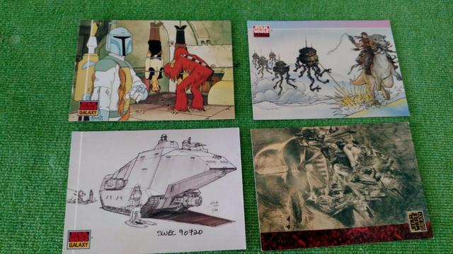 4 cards cartas colecionáveis antigas do Star Wars