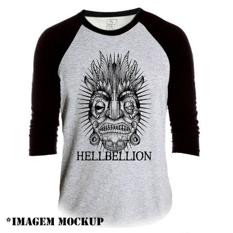 Camiseta Hellbellion Mayan Mask Raglan 3/4