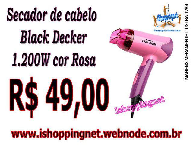 Secador de cabelo Black Decker rosa 2 Vel, 1200W por R$