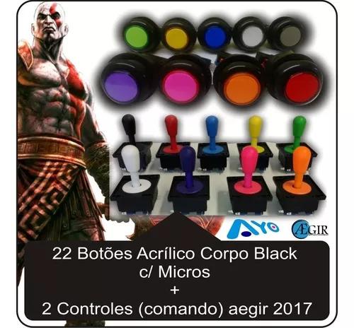 22 Botões Black Acrilico C/ Micros + 02 Controles Completos
