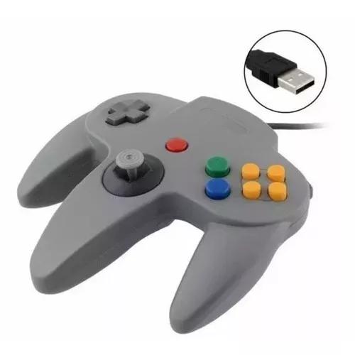 Controle Retro Usb Nintendo N64 Cinza Para Pc Mac Linux Cinz